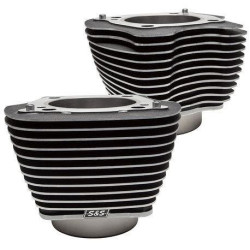 PartzBiz HD SS910-0682 - S&S 910-0682 Black w/ Highlight Fins 4 1/4" Bore Cylinders M8 Harley 0931-0838 09310838 483261