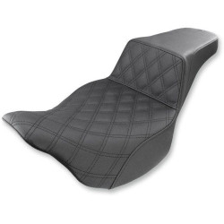 PartzBiz HD DS08011050 - Saddlemen Black Front Lattice Stitch LS Diamond Step Up Seat Harley FLH 08-23 | 808-07B-172