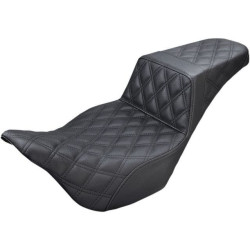 PartzBiz HD DS08011135 - Saddlemen Black Full Lattice Stitch LS Diamond Step Up Seat Harley FLH 08-23 | 808-07B-175