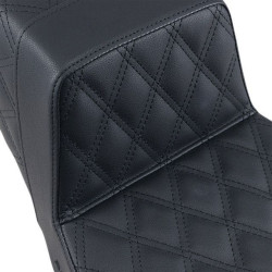 PartzBiz HD DS08011101 - Saddlemen Black Full Lattice Stitch LS Diamond Step Up Seat Harley FLH 97-07 | 897-06-175