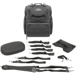 PartzBiz HD DS35150207 - Saddlemen BR1800 Tactical Bag Back Seat / Sissy Bar Padded Motorcycle luggage cargo travel storage 3515-0207 35150207