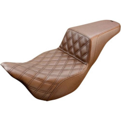 PartzBiz HD DS08011058 - Saddlemen Brown Front Lattice Stitch LS Diamond Step Up Seat Harley FLH 08-23 | 808-07B-172BR