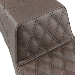 PartzBiz HD DS08011102 - Saddlemen Brown Full Lattice Stitch LS Diamond Step Up Seat Harley FLH 97-07 | 897-06-175BR