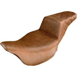 PartzBiz HD DS08011059 - Saddlemen Brown Rear Lattice Stitch LS Diamond Step Up Seat Harley FLH 08-23 | 808-07B-173BR