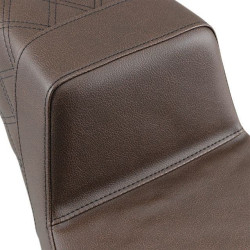 PartzBiz HD DS08011099 - Saddlemen Brown Rear Lattice Stitch LS Diamond Step Up Seat Harley FLH 97-07 | 897-06-173BR