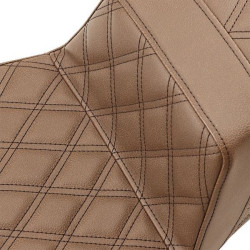 PartzBiz HD DS08011288 - Saddlemen Brown Step Up 2-Up Seat Full Lattice Stitch Harley Touring 08-Up