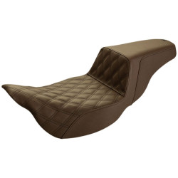 PartzBiz HD DS08011283 - Saddlemen Brown Step Up 2-Up Seat Lattice Stitched Extended Harley Touring 08-Up