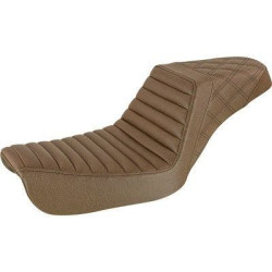 PartzBiz HD DS08030657 - Saddlemen Brown Step Up 2-Up Seat Tuck n Roll & Lattice Stitch Harley Dyna 04-05 0803-0657 08030657 804-04-176BR FXD GLIDE SUPER WIDE NARROW DISC