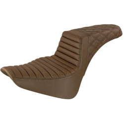 PartzBiz HD DS08021407 - Saddlemen Brown Step Up 2-Up Seat Tuck n Roll & Lattice Stitched Softail 18-23