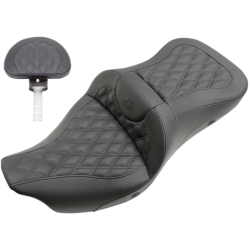 PartzBiz HD DS08011188 - Saddlemen Heated Lattice Stitched Road Sofa Seat w Backrest Harley Touring 08-Up