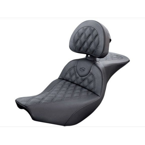 PartzBiz HD: 4403674-Saddlemen I14-07-182BR โซฟาถนน LS เย็บ 2 ที่นั่งพร้อมพนักพิง 14-19 หัวหน้าเผ่าอินเดียน roadmaster สปริงฟิลด์รถจักรยานยนต์หนังสีดำแบบกำหนดเองอัพเกรดการขับขี่ที่สะดวกสบาย