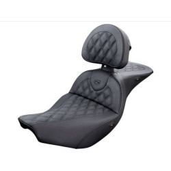PartzBiz HD DS08102091 - Saddlemen I14-07-182BRHCT Heated Road Sofa Stitch Seat w/ Backrest 14-19 Indian chief chieftain roadmaster springfield motorcycle black leather custom comfortable ride upgrade