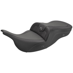 PartzBiz HD DS08011345 - Saddlemen Road Sofa 2-Up Heated Gel Seat Black Carbon Fiber Harley Touring 97-07
