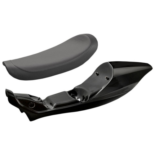 PartzBiz HD: 4403614-ชุดแซดเดิลเมน Ronan Carbon ส่วนท้ายสีดำพร้อมเบาะ Harley Sportster XL 04-20