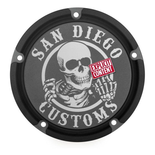 PartzBiz HD: 4403529-San Diego Customs P-DC001BLK Ripper Black Stealth Derby Cover 99-17 Harley Twin Cam 482245