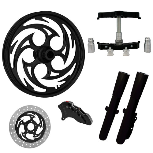 PartzBiz HD: 4403494-Savage Black 23" Wheel Tire Single Side w/ Raked Triple Trees Lowers & Sliders | SAVAGE-SNGL-BLK-KIT-23PCKG