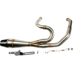 PartzBiz HD WP930-01210 - Sawicki 2 ออก 1 Raw Shorty Cannon Pipe ท่อไอเสียดำ Harley Touring 17-Up