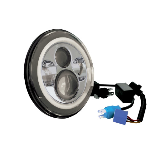 PartzBiz HD: 4403181-ไฟหน้า LED Daymaker Style 7 นิ้วสีเงินพร้อม Halo 11003 94-17 Harley Touring Softail PartzBiz HD: 4403181-ไฟหน้า LED Daymaker Style 7 นิ้วสีเงินพร้อม Halo 11003 94-17 Harley Touring Softail