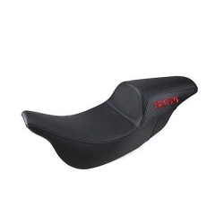 PartzBiz HD DS08011243 - SlyFox SF80807BU Black Red Lattice Stitched Saddlehyde Step-Up Seat Harley FLH/T 08-Up