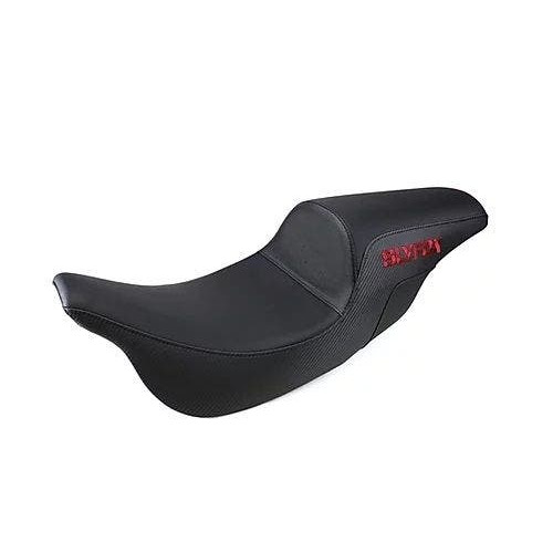 PartzBiz HD: 4403143-SlyFox SF80807BU Black Red Lattice Stitched Saddlehyde Step-Up Seat Harley FLH/T 08-Up
