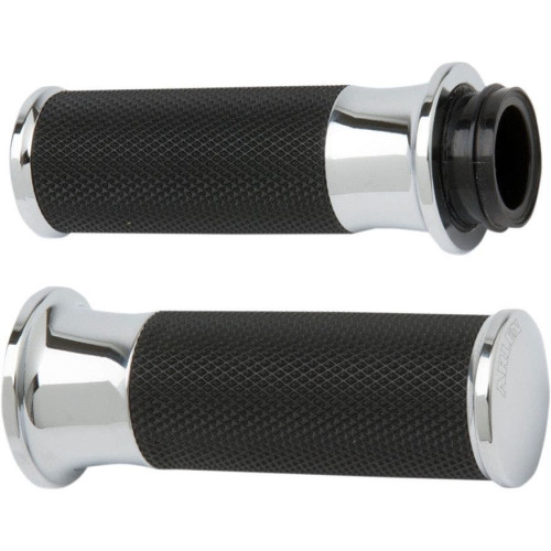 PartzBiz HD: 4403121-Arlen Ness Fusion Chrome Smoothie Hand Grips Harley Throttle By Wire Models | 07-322