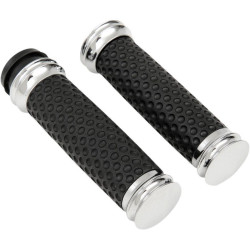 PartzBiz HD AN07-091 - Arlen Ness Chrome Smooth Soft-Touch Hand Grips Harley Throttle by Wire | 07-091