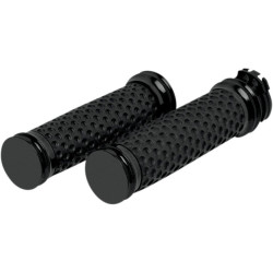 PartzBiz HD AN07-092 - Arlen Ness Black Smooth Soft-Touch Hand Grips Dual Cable for Harley | 07-092