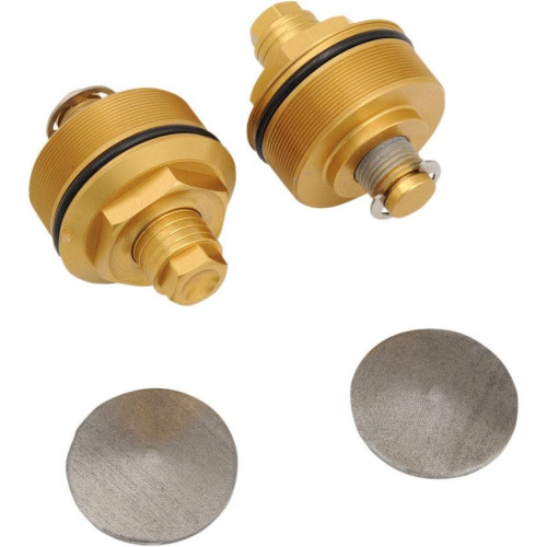 PartzBiz HD: 4403052-Speed Merchant SM Gold Preload Adjuster 49mm Fork Caps Harley FXD FXDWG & V-Rod | SM49A-3 PartzBiz HD: 4403052-Speed Merchant SM Gold Preload Adjuster 49mm Fork Caps Harley FXD FXDWG & V-Rod | SM49A-3