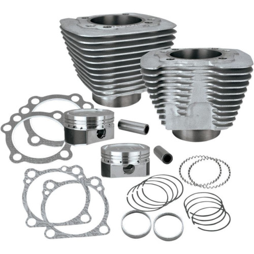 PartzBiz HD: 4402986-S&S 1250CC ชุดฝาครอบกระบอกเงิน Flat Top 10:3:1 Harley XL 86-15 | 910-0433