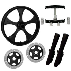PartzBiz HD STRATOS-DUAL-BLK-KIT-PCKG - Stratos Black 23" Wheel Tire Dual Rotors w/ Raked Triple Trees Lowers & Sliders | Stratos-DUAL-BLK-KIT-PCKG PartzBiz HD STRATOS-DUAL-BLK-KIT-PCKG - Stratos Black 23" Wheel Tire Dual Rotors w/ Raked Triple Trees Lowers & Sliders | Stratos-DUAL-BLK-KIT-PCKG