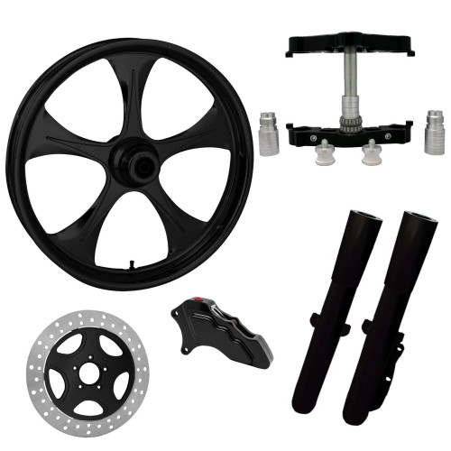 PartzBiz HD: 4402773-Stratos Black 23" Wheel Tire Single Side w/ Raked Triple Trees Lowers & Sliders | STRATOS-SNGL-BLK-KIT-23PCKG