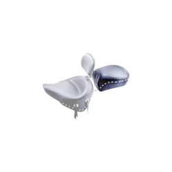 PartzBiz HD MD79114 - Mustang Seat Wide Chrome Studded เบาะหลังสำหรับ Harley 89-99 FLSTS | 79114