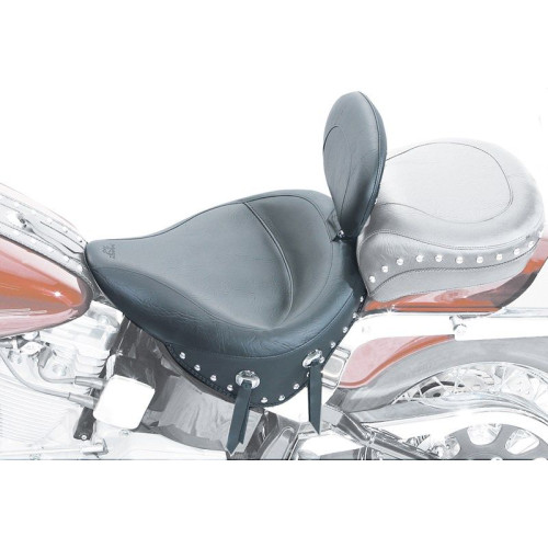 PartzBiz HD: 4402754-Mustang Seat Wide Chrome Studded Solo Seat w/ Backrest Harley 89-99 FLSTS | 79104 PartzBiz HD: 4402754-Mustang Seat Wide Chrome Studded Solo Seat w/ Backrest Harley 89-99 FLSTS | 79104