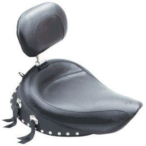 PartzBiz HD: 4402714-Mustang Studded Wide Solo Seat w/ Removable Driver Backrest Harley Dyna 06-17 | 79346
