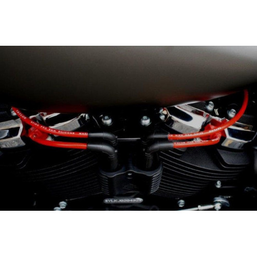 PartzBiz HD: 4402721-Sumax 30238B Red Pro Spark Plug Wires 8mm Harley M8 FXBR 18-19