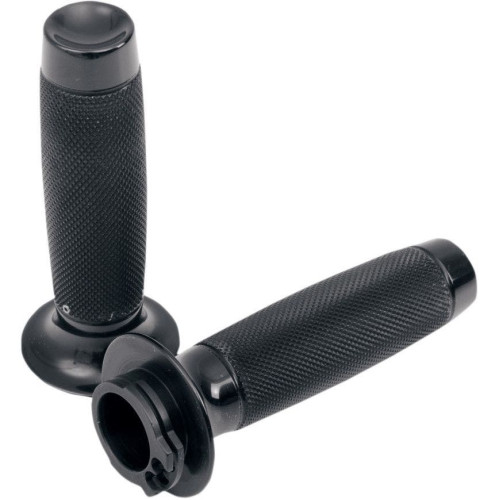 PartzBiz HD: 4402332-Todds Cycle Aluminium Moto Black Hand Grips พร้อม Knurl Harley Cable Throttle 84-17 | เอ็มจีเค-2