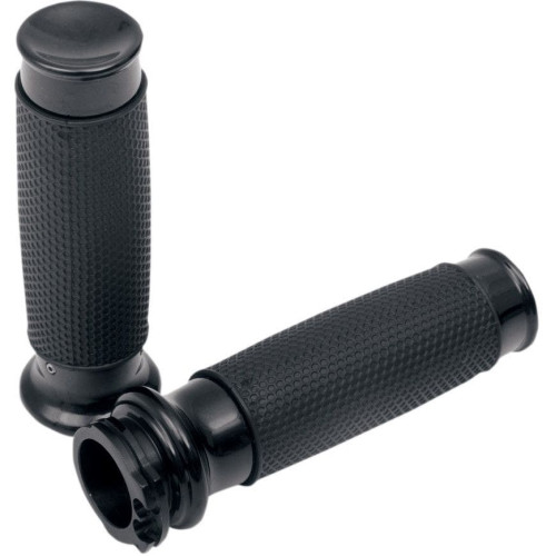PartzBiz HD: 4402334-Todds Cycle Aluminum Vice Black Hand Grips w/ Rubber Harley Cable Throttle 84-17 | VGR-2 PartzBiz HD: 4402334-Todds Cycle Aluminum Vice Black Hand Grips w/ Rubber Harley Cable Throttle 84-17 | VGR-2