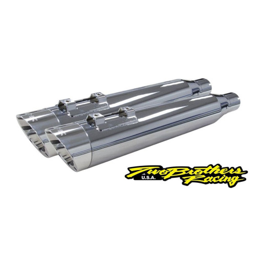 PartzBiz HD: 4402000-Two Brothers 005-4380499D-PS Chrome Dual Slip On Slash Cut 95-16 Harley FLH FLT 597016 ท่อไอเสีย touring electra glide