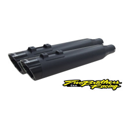 PartzBiz HD TBR005-4560499D-BS - Two Brothers 005-4560499D-BS Black Dual Slip On Slash Cut 17-19 Harley M8 597014 2 into 1 performance headers exhaust ceramic polished stainless steel slash cut