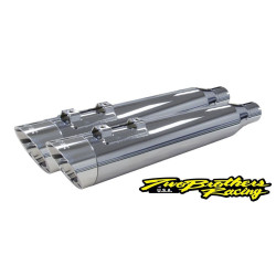 PartzBiz HD TBR005-4560499D-PS - Two Brothers 005-4560499D-PS Chrome Comp-S Shorty 2-1 Dual Slip On 17-19 Harley M8 597013 2 into 1 performance headers exhaust ceramic polished stainless steel slash cut
