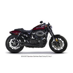 PartzBiz HD TBR005-4580199-B - Two Brothers 005-4580199-B Black Comp-S 2-Into-1 Full System 14-19 Sportster 597714 fatbob fatboy breakout fat tire wide exhaust harley davidson