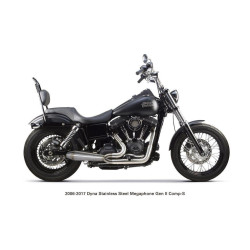 PartzBiz HD TBR005-4690199 - Two Brothers 005-4690199 Stainless Megaphone Gen II 2-1 Full System 06-17 Dyna 597703 fatbob fatboy breakout fat tire wide exhaust harley davidson glide lowrider