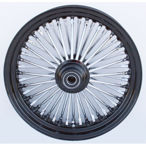 PartzBiz HD: 4401752-Ultima 37-523 Black Fat King 48 Spoke Front Wheel w/ Billet Hub 18 x 8.5 1" Axle