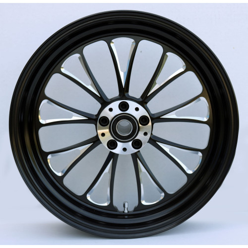 PartzBiz HD: 4401696-ล้อหน้าอลูมิเนียม Ultima 37-671 Black Manhattan 16 ”x3.5” Dual Rotor