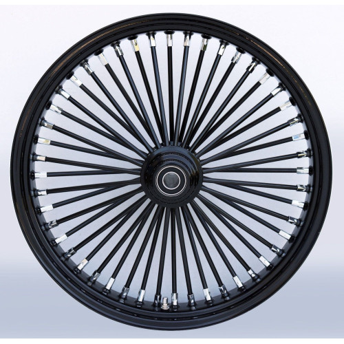 PartzBiz HD: 4401667-ล้อหน้า Ultima 37-730 Black Fat King 48 Spoke พร้อมดุม Billet 18 x 8.5 Single