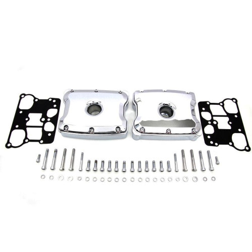 PartzBiz HD: 4401386-V-Twin 11-2700 Chrome Rocker Box Set Harley Twin Cam 88 99-17 electra road street glide king fat boy bob slim deluxe softail dyna ประสิทธิภาพอัพเกรดดีที่สุดสำหรับโครงการ chopper