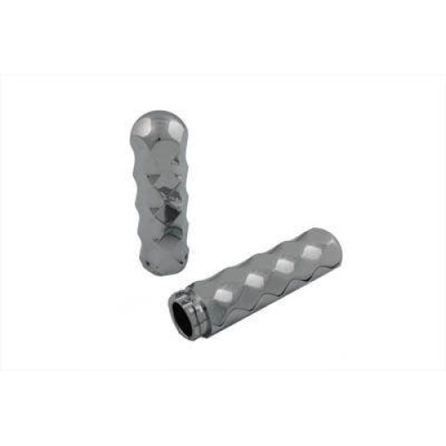 PartzBiz HD: 4401255-V-Twin 28-0586 Chrome Billet Faceted Diamond Style Handlebar Grips Harley 82-17