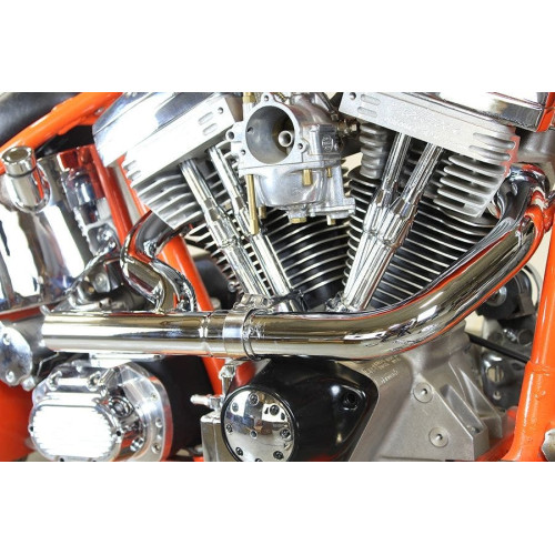 PartzBiz HD: 4401224-V-Twin 29-0206 Chrome 2:1 Siamese 1-3/4 ” ชุดท่อไอเสีย Harley Davidson Sportster Softail Touring XL FL 86-Up Custom Best Performance Upgrade Replacement Pipes Kit