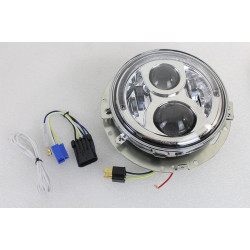 PartzBiz HD VT33-1644 - V-Twin 33-1623 Black 5-1/2 ” 12V 55W Fish Eye ไฟหน้ารถจักรยานยนต์ w/ LED Ring Harley Davidson Light Lamp Hi Low 5.75 Custom Best Upgrade Replacement