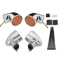 PartzBiz HD VT33-5001 - V-Twin 33-5001 Chrome Revox Bullet Style LED ไฟเลี้ยวชุด Harley 94-13 Amber LED สัญญาณไฟเลี้ยวรถจักรยานยนต์ Harley Davidson Softail Bullet การเปลี่ยนการอัพเกรดใหม่ที่ดีที่สุด